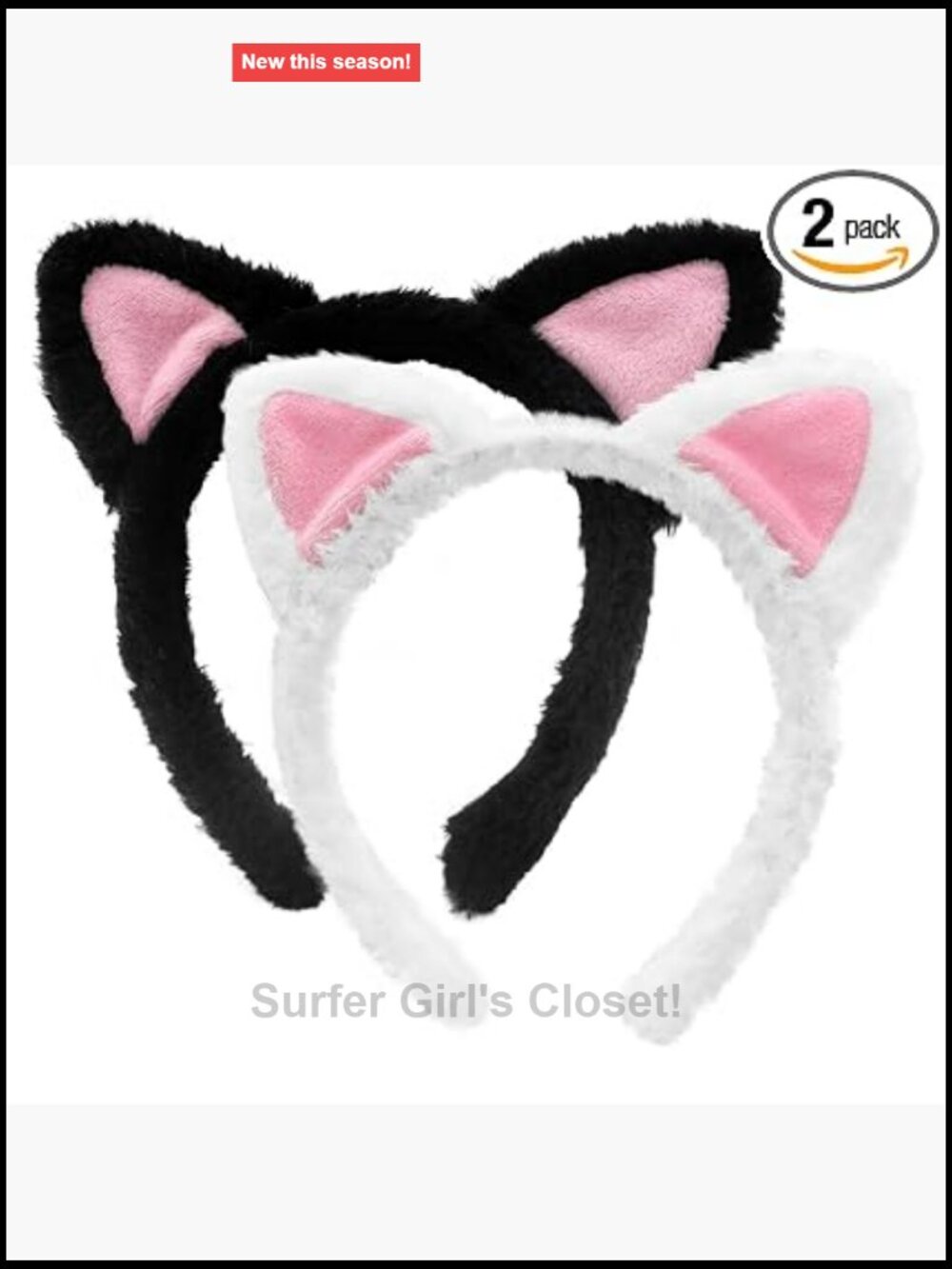 Cat Ears Headbands 2 Pack Fuzzy Kitten Hair Accessories Halloween Cosplay